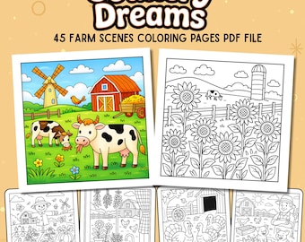 Country Dreams Coloring Book: 45 rilassanti scene di fattoria (download digitale)