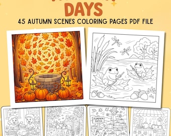 Herbsttage Malbuch: 45 gemütliche Herbst Illustrationen (digitaler Download)