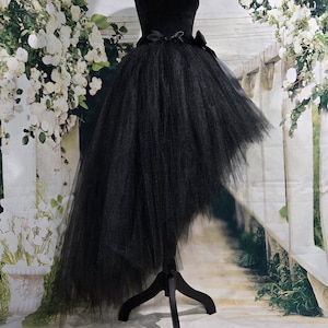 Schwarzer High Low Tutu / Tüll Mesh Maxirock