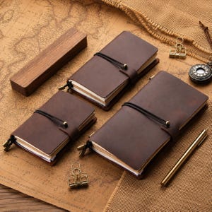 Portapasaportes de cuero recargable para diario de viaje, organizador para recuerdos de planificación de aventuras vintage y entradas.