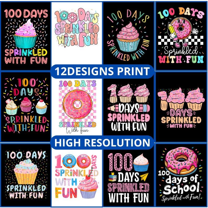 12design Gift 100 Days Sprinkled With Fun PNG Cupcake Happy 100th Day ...