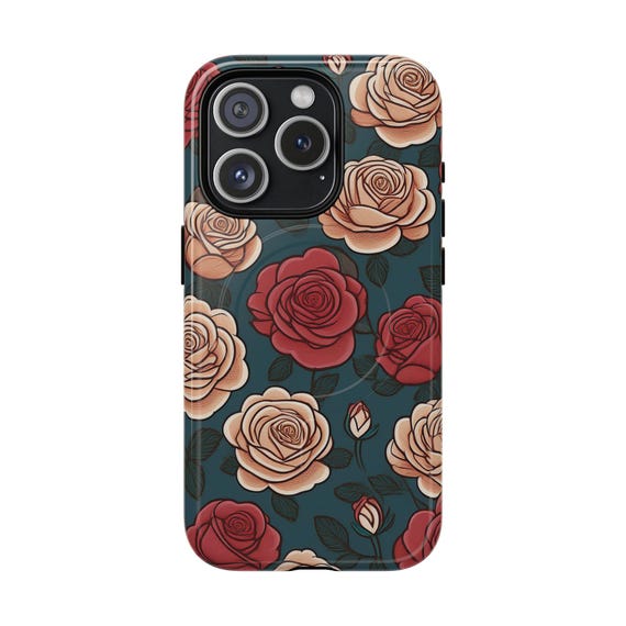 Elegant Floral MagSafe Case, Shockproof Protective Phone Cover