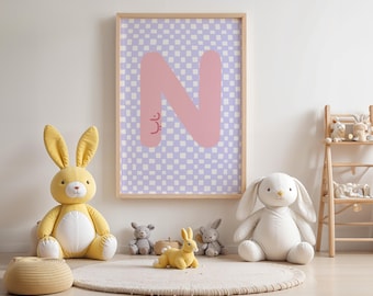 Personalized Nursery Wall Art | Letter with Name | Middle Eastern Arabic Baby Print