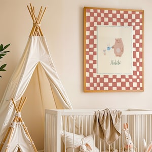 Personalized Nursery Wall Art | Bear with middle Eastern Coffee Pot |Arabic Baby Print