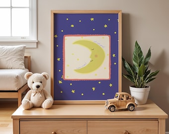 Nursery Wall Art | Goodnight poster| Middle Eastern Print | Sleeping Crescent