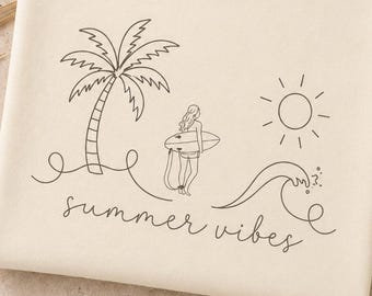 Surf girl Top- Beach Vibes tee, Ocean Design T-shirt | Beach Vibes top, Beach Shirt, Summer Surfer Top, Ocean Lover Gift Comfort color  S-4X
