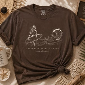Surf Girl Shirt, Vintage Surf Tee for Women, Beach Lover Gift, Ocean Wave Graphic T-Shirt, Coastal Summer Shirt, womens graphical S-4X, image 3