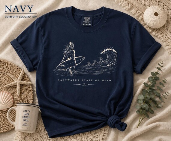 Surf Girl Shirt, Vintage Surf Tee for Women, Beach Lover Gift, Ocean Wave Graphic T-Shirt, Coastal Summer Shirt, womens graphical S-4X,
