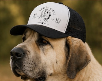 Cappello da camionista in schiuma con illustrazione di un mastino spagnolo / Cappellino con stampa di un mastino