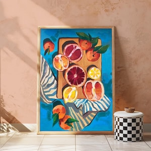 Colorful Citrus Fruit Art Print – Vibrant Kitchen Wall Poster