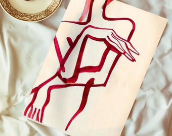 Minimal Line Art Female Body Poster – Abstract Digital Download