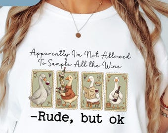 Funny Wine Comfort Colors T-Shirt; Silly Goose Wine Shirt, Elegant Wine Lover Tee; Winery Outfit; Gift for Wine Enthusiasts