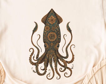 Squid T-Shirt; Squid Biology Shirt; Ocean Inspired Style; Ocean Nature Shirt; Giant Squid Shirt, Marine Biology T shirt, Squid Screen Print