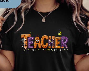 Teacher Halloween Shirt, Halloween Teacher Shirt, Trick or Teach Shirt, Spooky Teacher T-shirt, Retro Ghost Teacher Shirt