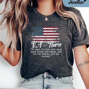 VA Nurse T-Shirt; Patriotic Veterans' Affairs Shirt; Lincoln's Promise; American Flag Shirt; Gift for VA Nurses; Veterans Day Nurse Shirt image 1