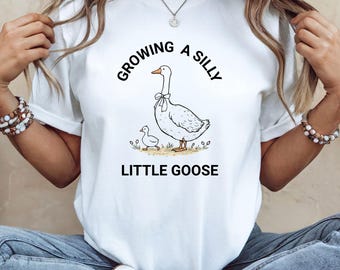 Silly Goose Pregnancy Shirt, Growing A Tiny Human Shirt Pregnancy Announcement Tee, First Time Mom Gift, Pregnancy Shirt, Expecting Mom Gift