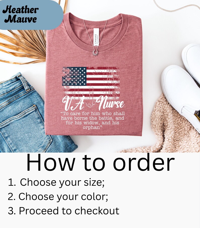 VA Nurse T-Shirt; Patriotic Veterans' Affairs Shirt; Lincoln's Promise; American Flag Shirt; Gift for VA Nurses; Veterans Day Nurse Shirt image 2
