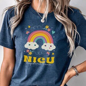 NICU Registered Nurse T-Shirt - Cute Rainbow Baby Nurse Tee - Neonatal Nurse Gift - NICU RN Shirt - Baby Nurse Apparel; labor and delivery