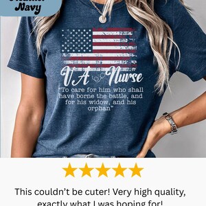 VA Nurse T-Shirt; Patriotic Veterans' Affairs Shirt; Lincoln's Promise; American Flag Shirt; Gift for VA Nurses; Veterans Day Nurse Shirt image 5
