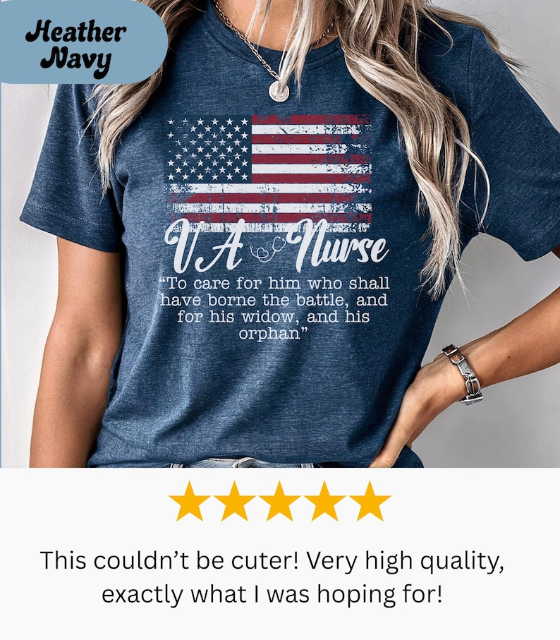 VA Nurse T-Shirt; Patriotic Veterans' Affairs Shirt; Lincoln's Promise; American Flag Shirt; Gift for VA Nurses; Veterans Day Nurse Shirt image 5