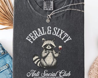 Comfort Colors Feral & sixty 60th Birthday Shirt, 60th Birthday Gifts for Women, sixtieth Birthday Party T-Shirt, 1965 T-Shirt, In My 60s
