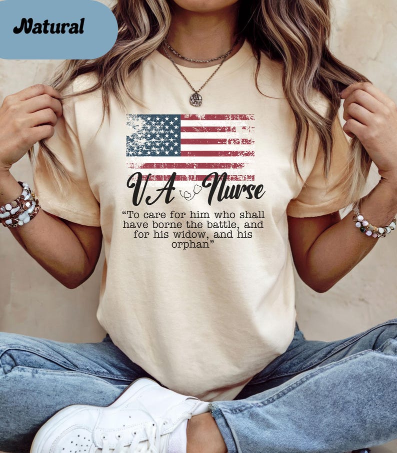VA Nurse T-Shirt; Patriotic Veterans' Affairs Shirt; Lincoln's Promise; American Flag Shirt; Gift for VA Nurses; Veterans Day Nurse Shirt image 7