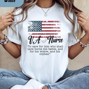 VA Nurse T-Shirt; Patriotic Veterans' Affairs Shirt; Lincoln's Promise; American Flag Shirt; Gift for VA Nurses; Veterans Day Nurse Shirt image 10