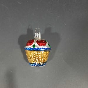 Vintage Mercury Glass Fruit Basket Christmas Ornament Czechoslovakia