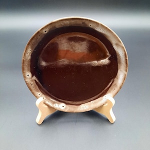 Vintage Brown Drip Glaze Pottery Plate 6&quot; – Studio Art Stoneware Rustic Ceramic