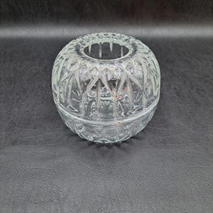 Lámpara de hadas vintage de cristal transparente Homco, portavelas votivo Diamond Point, fabricada en EE. UU.