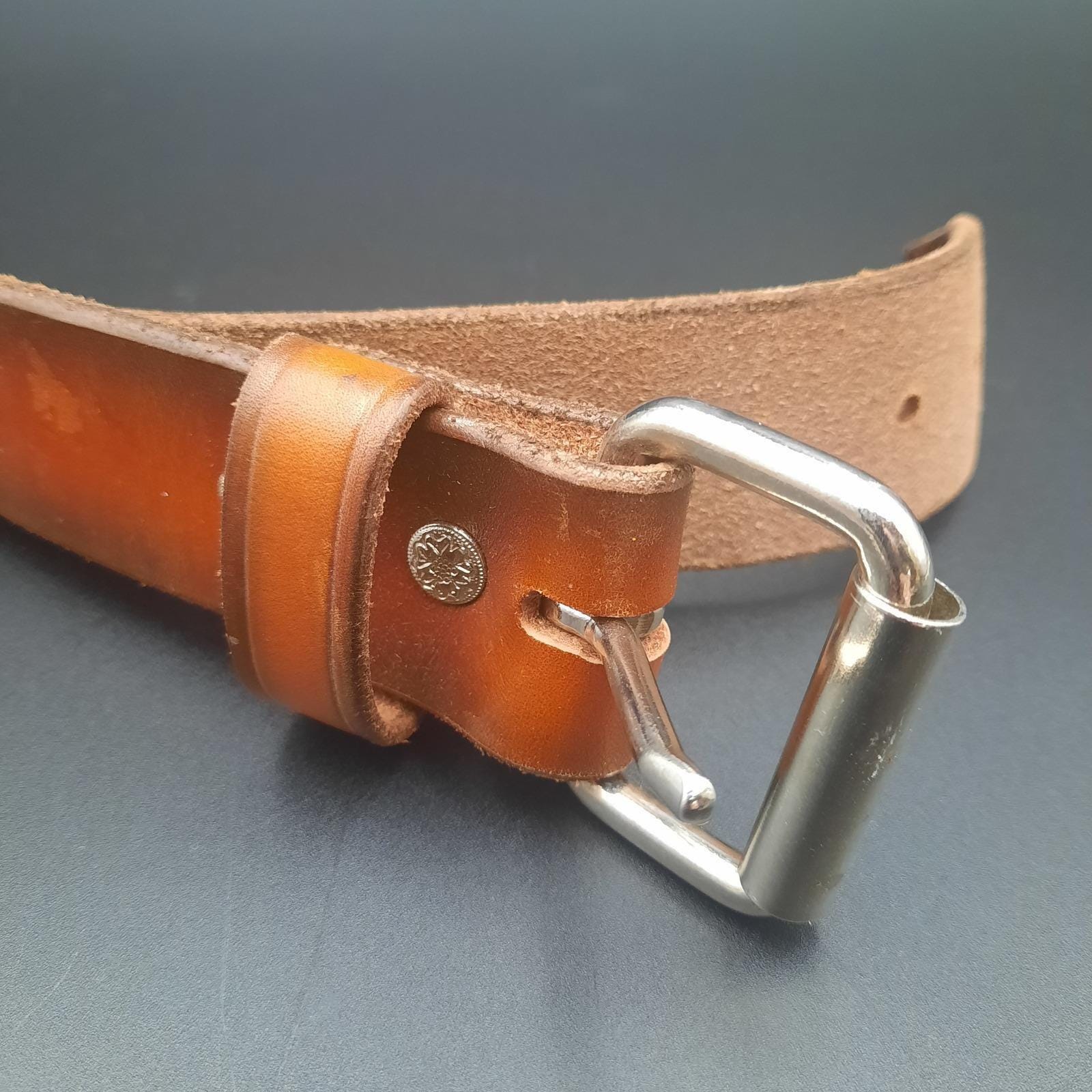 Handcrafted Leather Belt W/ Butterfly Embossing, Western  display picture 2