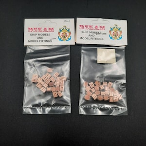 2 Packs DEKAM Double Rigging Blocks – Ship Model Fittings Italy VTG Wood Parts