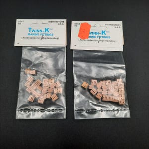 2 Packs DEKAM Triple Rigging Blocks – Vintage Ship Model Fittings Italy Wood