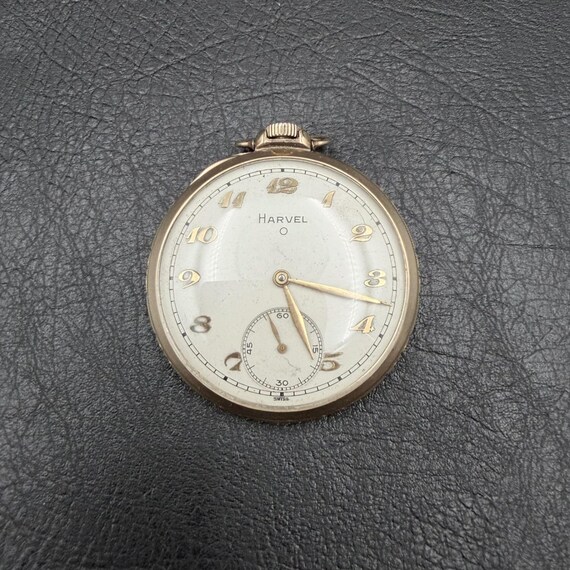 Vintage Harvel Pocket Watch Swiss 9 Jewels 10K RGP Stellar Case Open Face