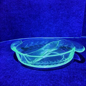 Fostoria Manganese Holly Pattern 8 1/4" Oval Two-Section Relish/Dip Dish