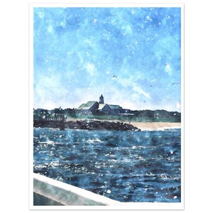 Bald Head Island Ferry - Old Baldy Lighthouse Fine Art Poster, Ocean Giclee Print, Coastal Decor, Nautical Wall Art
