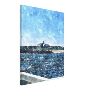 Bald Head Island Ferry - Canvas Print - Old Baldy Lighthouse North Carolina Coastal Beach House Art Decor for Home & Office