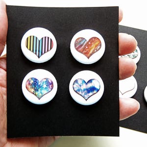 Light hearted Pattern Heart Pinback Button, Mix & Match Set of 4/1".