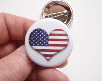 USA flag heart pin (1.25 inch)