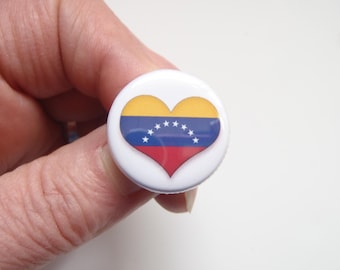 1" Heart Pin Badges - Nation Flags. Mix & Match-Venezuela,Canada,Greenland,Mexico,Somalia,Palestine,United Nations,American Indian