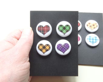 Light hearted Patterned Heart Pin Badges - Mix & Match, Set of 4/1". 20 choices.
