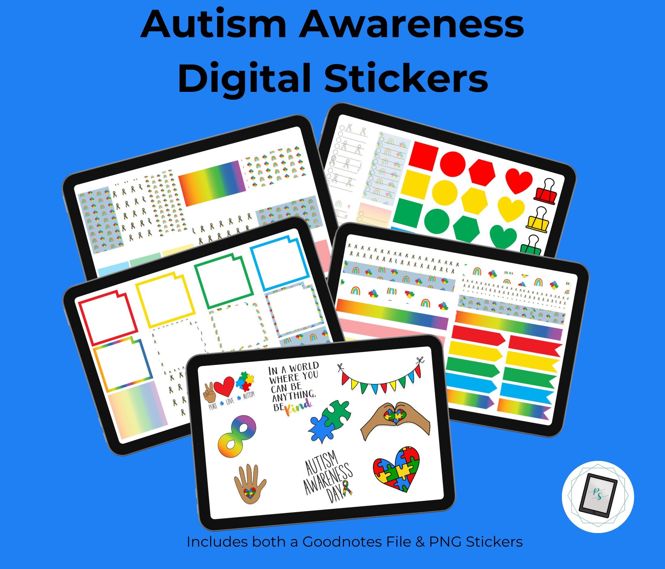 Autism Awareness Stickers: Digital Planner PNG Stickers (goodnotes) - Etsy