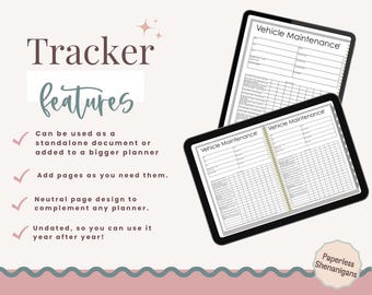 Digital Vehicle Maintenance Log, Service Record, Car Repair Tracker for Apple and Android Devices