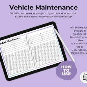 Digital Vehicle Maintenance Log | Car Service Tracker | Instant Download