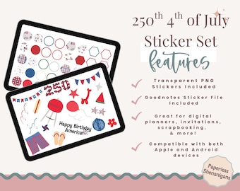 250th Fourth of July Digital Sticker Set
