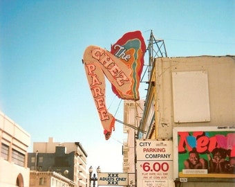 The Chez Paree theatre photo | San Francisco photography | vintage neon sign | girls | xxx | midcentury signs |  | vintage decor | wall art