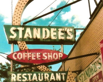 Standee's, Chicago photography, Chicago photo, Edgewater, coffee shop sign, vintage diner, midcentury neon sign, Chicago Art, coffeehouse