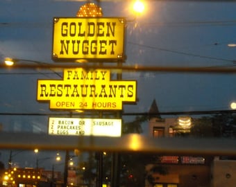 Chicago Photography Print: Vintage Golden Nugget Diner Neon Sign