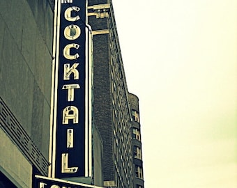 Chicago Photography Print: Art Deco Cocktail Lounge Neon Sign