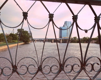 Grand Rapids photography, Grand Rapids art, Sixth Street Bridge, ironwork, architecture, scrollwork, Michigan photo, Grand Rapids home decor